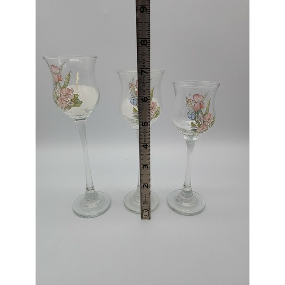 LE Smith Elegance 3 Ppc Candlestick Set #86944D w/box Spring Flowers Votives - Picture 9 of 12